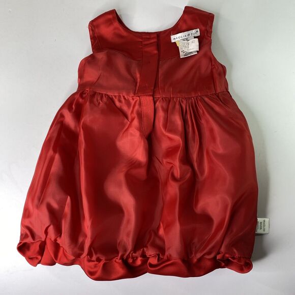 Maggie & Zoe Baby Girls Red Dress 18 Months Rosettes Bow Party Holiday Christmas - Picture 11 of 12